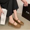 Mary Jane Shoes Women's 2024 New Round Toe Thick Heels Elegant Shallow Footwear Outdoor Lady Shoes Zapatos De Mujer