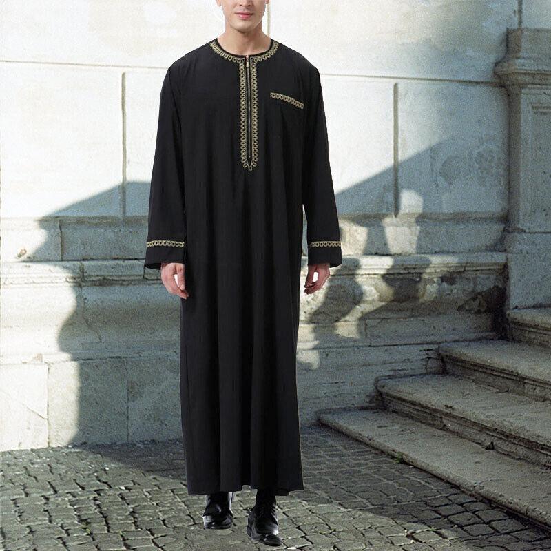 Арабский кафтан тобе исламская длинная рубашка халат мужской кафтан молния арабский пакистан мусульманское платье одежда S-3XL