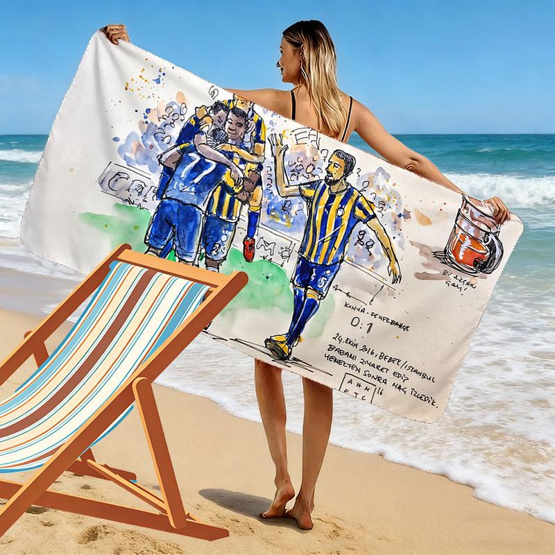 Boca Print Beach Towel, Large Soft Quick Dry Towel for Beach Camping Swimming