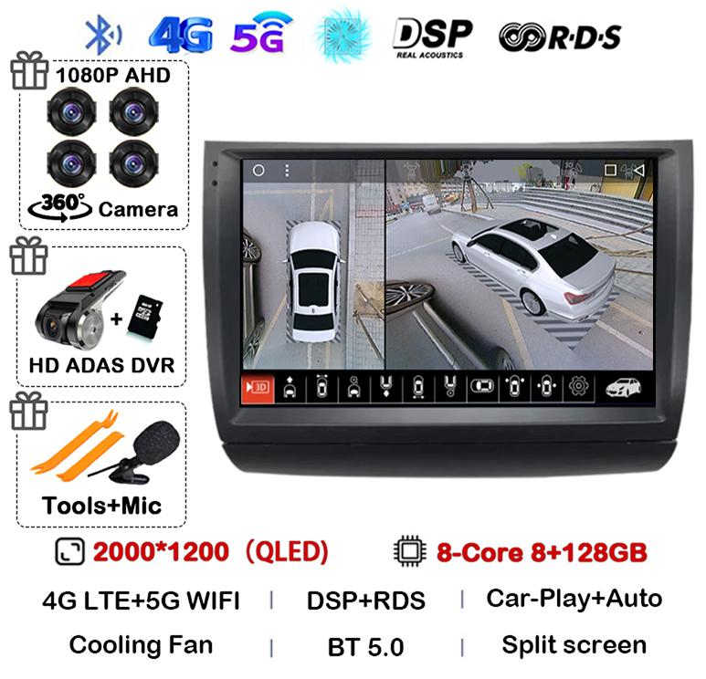 Android 14 Carplay Auto WIFI+4G автомобильное радио для Toyota Prius 20 2002-2009 мультимедийный проигрыватель GPS стерео 360 камера головное устройство аудио