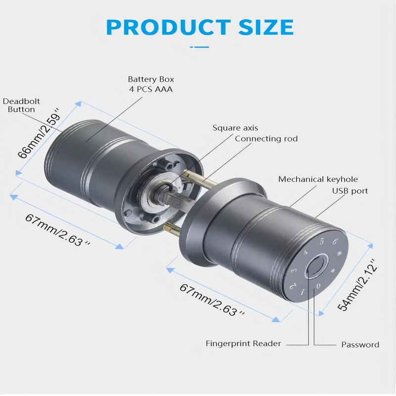 Tuya Smart Lock for Wood/Steel/Aluminum Doors-Luxury Fingerprint Door Handle Lock Set Wi-Fi App Control Memory Card Cloud
