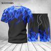 Mens Sets Fashion Summer Man Sportswear Two Pieces Tracksuit  Sports Suit Printed Tee Top+Shorts Sweatsuit Male Brand Clothing