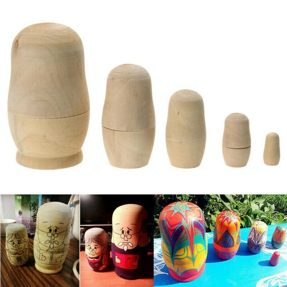 DIY Boys Girls Gifts Unpainted Russian Nesting Dolls Blank Wooden Embryos Matryoshka Toy Doll