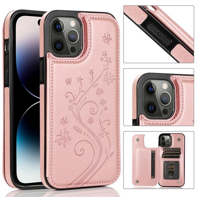 Кожаный чехол-кошелек с защитой от падения с бабочкой для Iphone 14 Pro Max 13 Pro Max 12 Pro Max 11 Pro Max X Xr Xs 8 7 6 6s Plus 5 5s