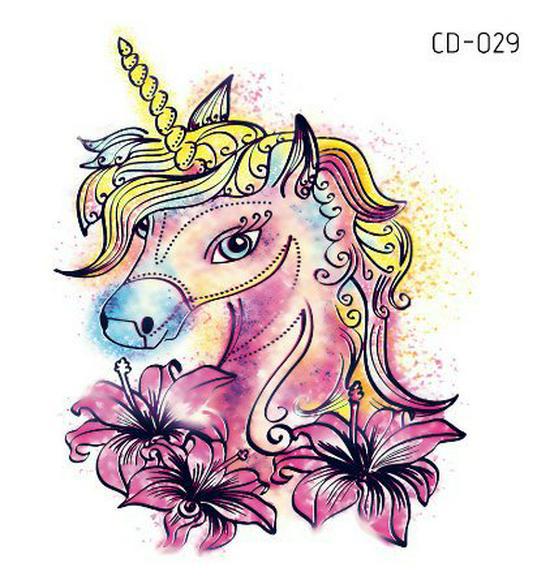 Водонепроницаемые детские забавные наклейки-татуировки с единорогами и животными
