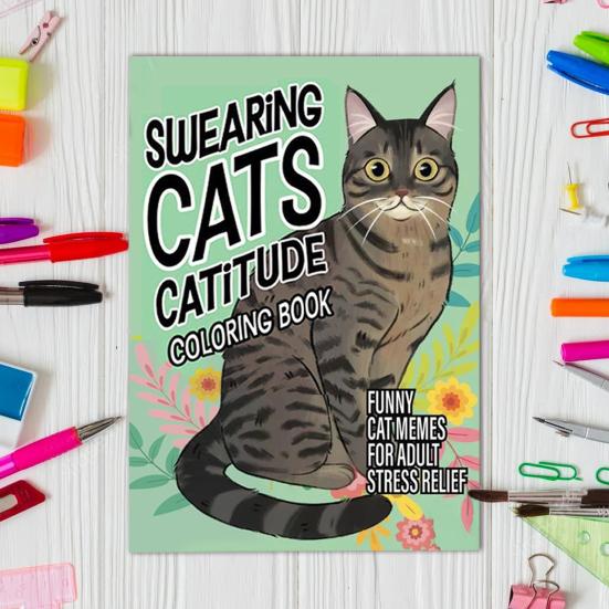 Раскраска для кошек для взрослых DIY Cat Designs Decompression Tear-resistant Cat Coloring Book Home