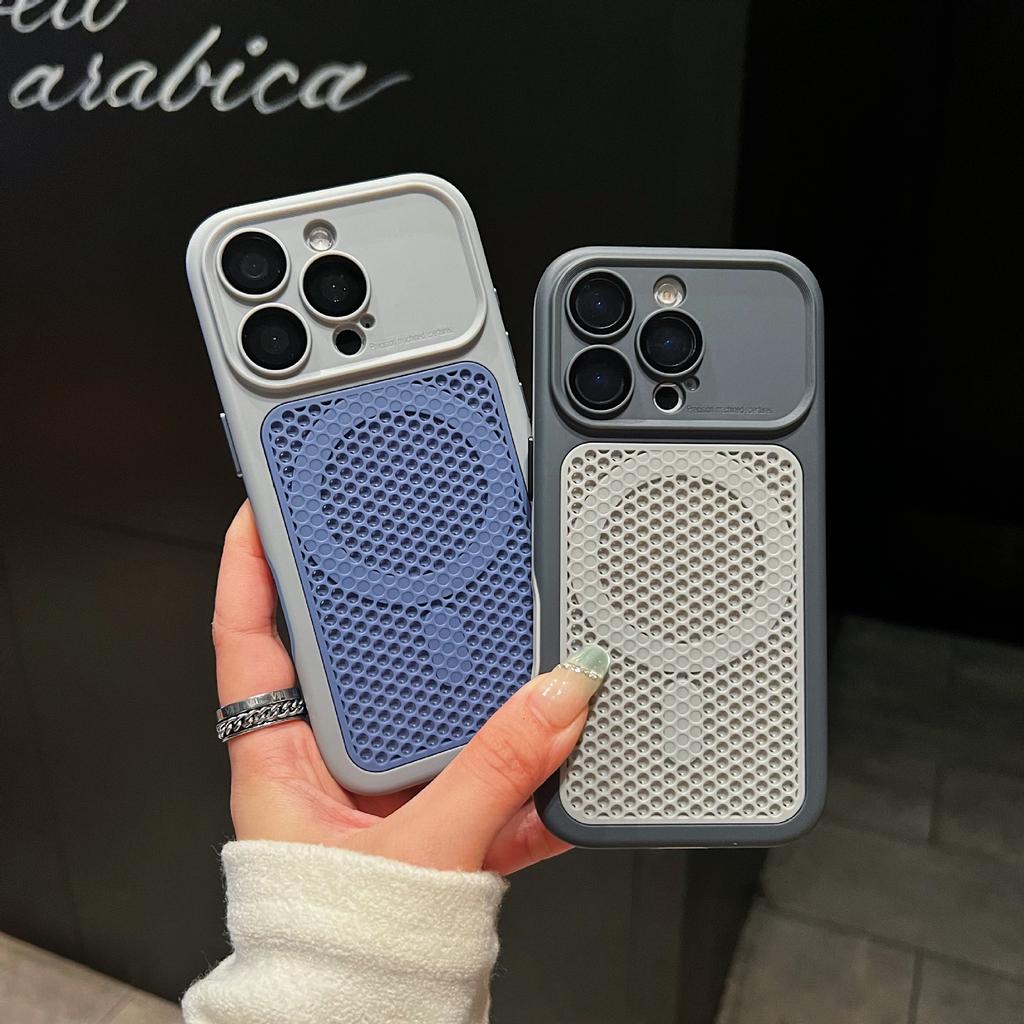 Подходит для Apple 17PROMAX, ощущение кожи, сотовая сетка, магнитный чехол для мобильного телефона, iPhone16, полностью закрывающийся, жесткий защитный чехол 15