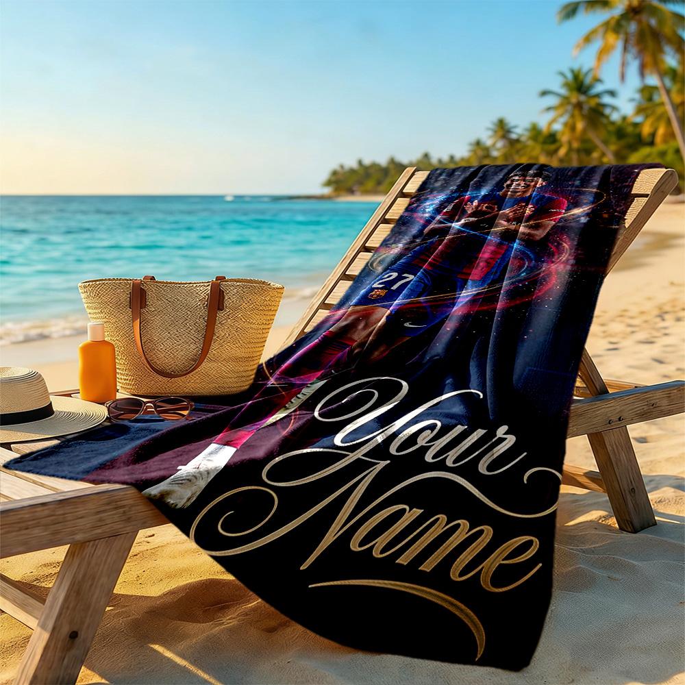 Lamin Yamal Customized Name Beach Towel Super Soft Absorbent Perfect For Traveling Yoga Camping And Swimming