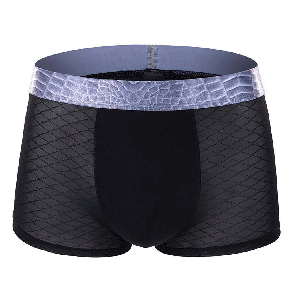 MuscleMan Мужское нижнее белье Лоскутное цветное ледяное шелковое сексуальное дышащее трусы-боксеры