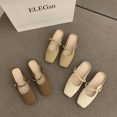 Полушлепки с низким каблуком, с маленьким ароматом, с головкой-мешком, женская обувь, летняя носка 2025, нишевые французские полушлепки, ленивые одинарные туфли