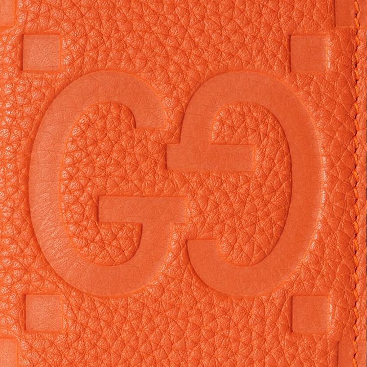 Gucci Держатель для карт GG с тиснением, оранжевая кожа 739478-AABY0-7505