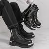 Зимние мужские деловые ботинки челси черные мужские на толстой подошве противоскользящие на шнуровке деловые мотоботы рабочие ботинки размеры 38-46
