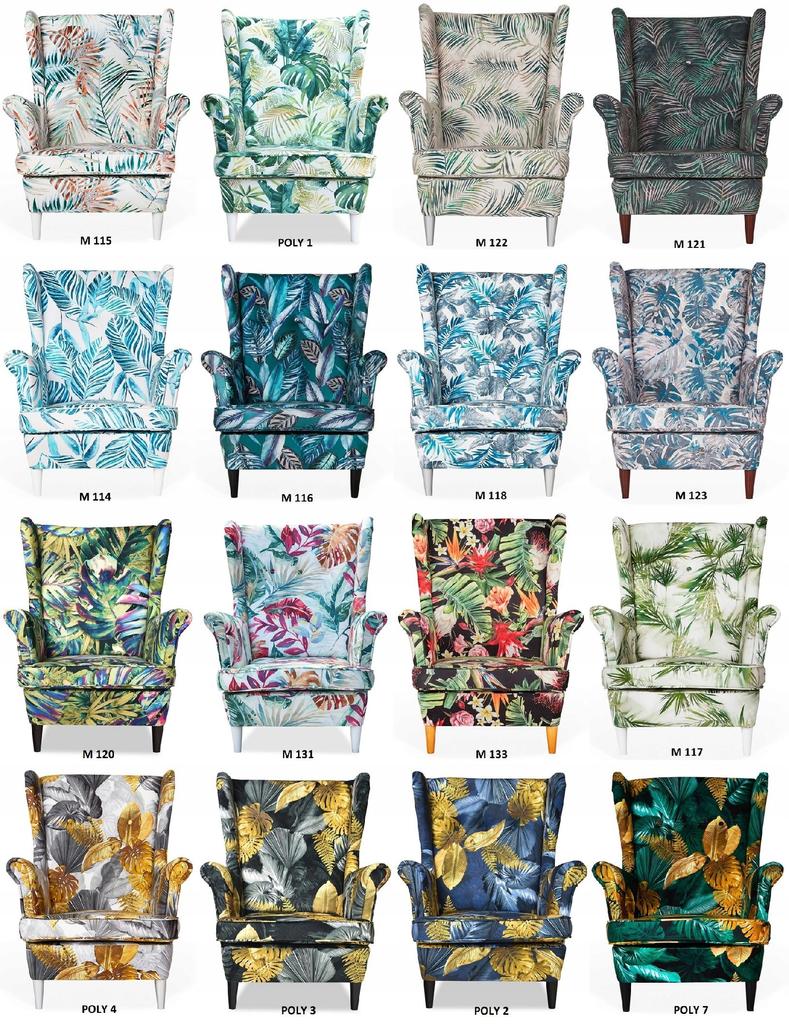 ARI PRINT Scandinavian Family Furniture Wing Chair, Tropical Monstera Leaves