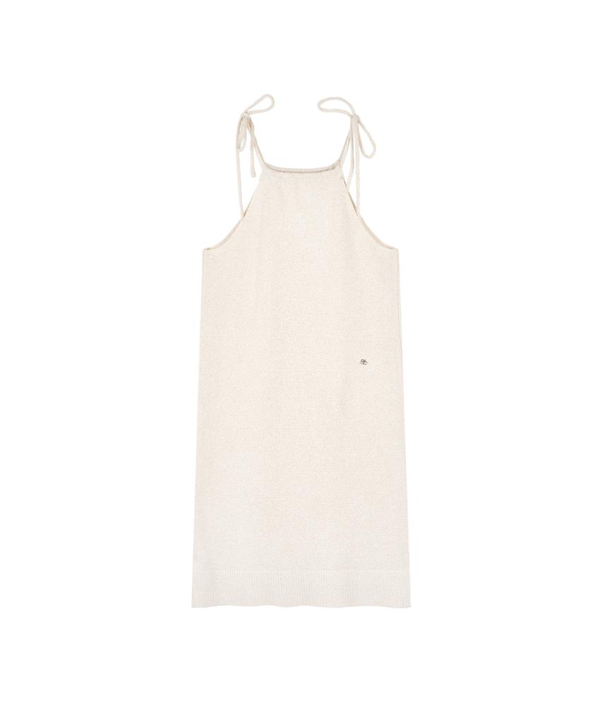 B-Flat Benetton Halterneck Boucle Knit Dress (Cream)