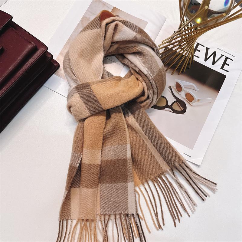 100% Wool Plaid Scarf for Women and Men - Warm, Stylish Gift for Winter