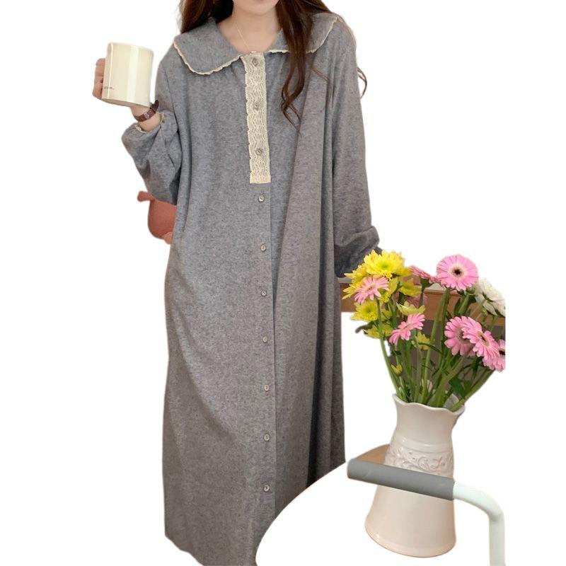 Кружевная ночная сорочка для беременных на весну и осень - Женская милая и свободная пижама, больших размеров, для ношения дома или на улице