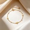 Glowluxe Pearl Heart Chain Bracelet Clover Accents 925 Sterling Silver Gold-Tone Romantic Delicate Modern Jewelry