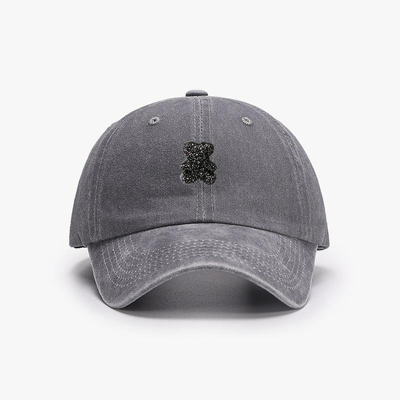 Cute teddy bear baseball cap, retro style, men's and women's adjustable outdoor travel hiking duckbill cap