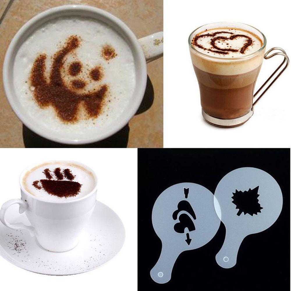 16pcs Kitchen Cake Latte Coffee Art Stencils Foam Tool Cappuccino Decorating