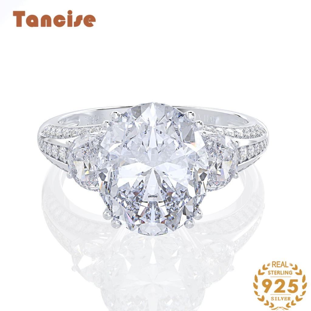 Tancise Oval 9 * 11 Artificial Aquamarine 7 Carat Women's S925 Sterling Silver Gift Luxury Noble Ring
