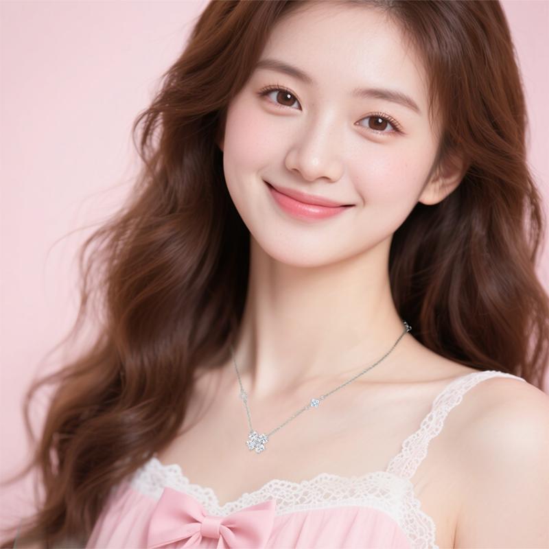 Barbie necklace [New Year Limited Edition & Lucky Words] Four-leaf clover clavicle chain, sweet temperament love splicing pendant BBXNXL-00021