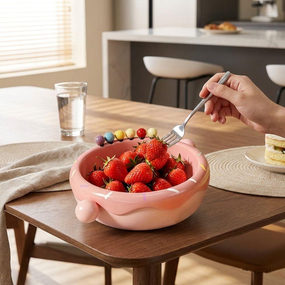Large Capacity Fruit Serving Plate Doughnut Shape Dessert Salad Bowl Candy Bowl Home Living Room