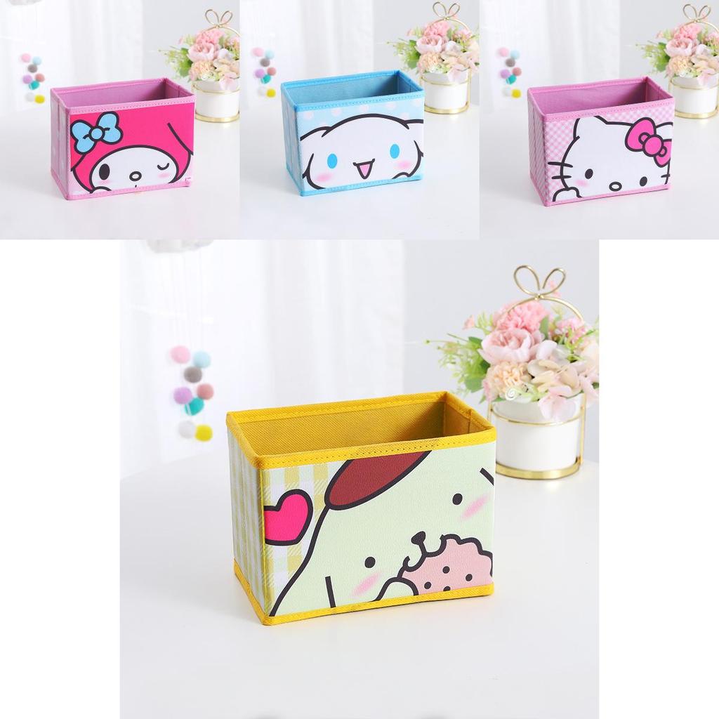 Hello Kitty Kuromi Cinnamoroll Melody Pattern Foldable Desktop Storage Box For Home Office Desk Clutter Management