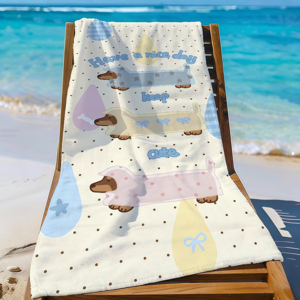 Dachshund Cute dog Cartoon Towel Quick Drying Beach Towels Are Suitable For Swimming Pools Camping Yoga And The Gym
