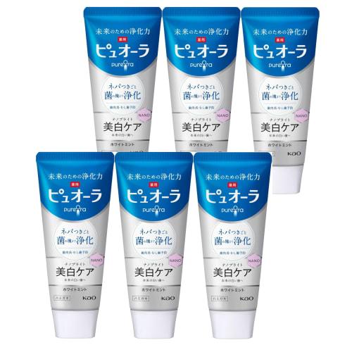 Pyuora Nano Bright Medicated Toothpaste, Whitening, 115g (6 packs)
