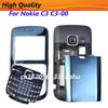 Полный корпус для Nokia C3 C3-00 Задняя крышка аккумулятора Передняя+Средняя рамка Клавиатура Запасная часть для C3-00