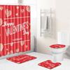 Valentine'S Day Toilet Shower Curtain Four-Piece Printed Floor Mat Set Bathroom Floor Mat Bedroom Absorbent Door Mat Carpet