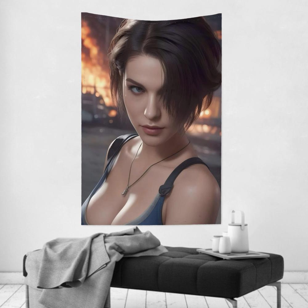 Джилл Валентайн RResident GAME Evil Гобелен Декор комнаты Настенная ткань Вечеринка Подвесной фон Декор комнаты Детская комната