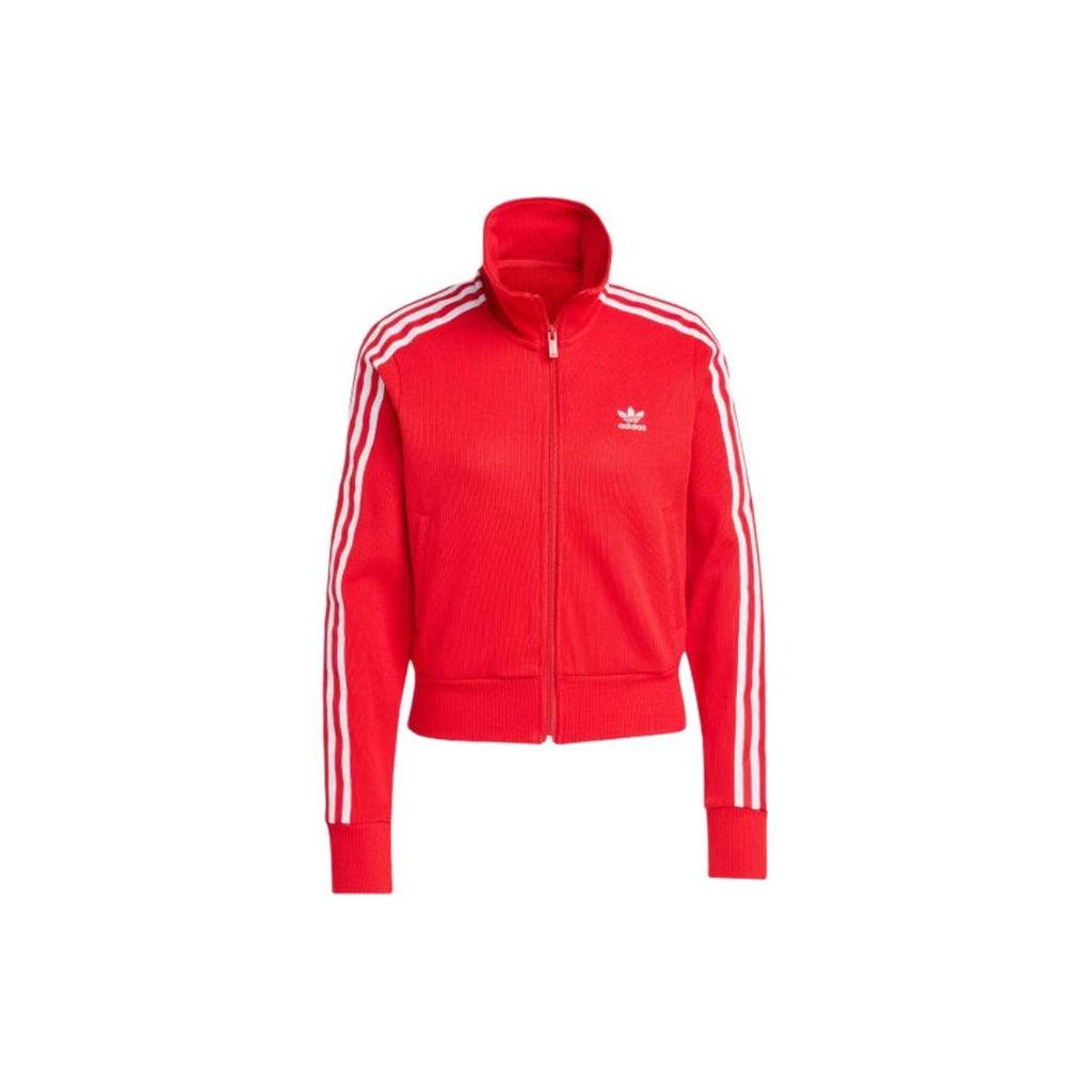 adidas Женская трикотажная куртка Originals Adicolor с 3 полосками и полной молнией, для повседневной носки, красная IY7277
