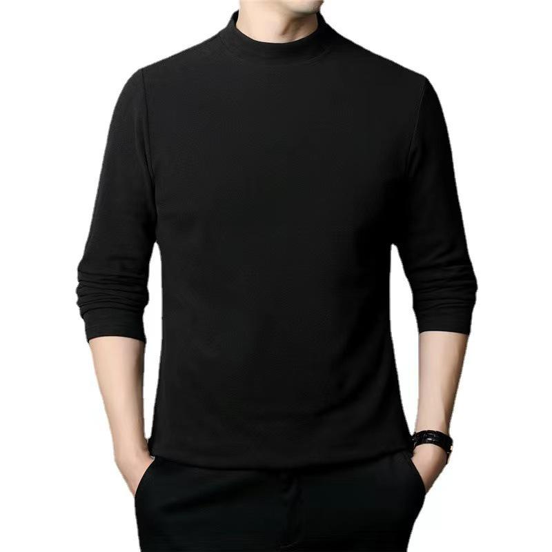 Men's Solid Color German Velvet Thermal Turtleneck Long Sleeve Shirt