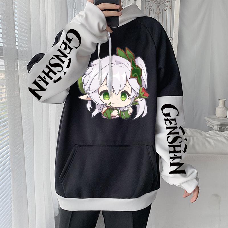 Genshin Impact Kawaii Nahida толстовки аниме Harajuku мультфильм негабаритные подростковые женские и мужские зимние толстовки с длинными рукавами унисекс