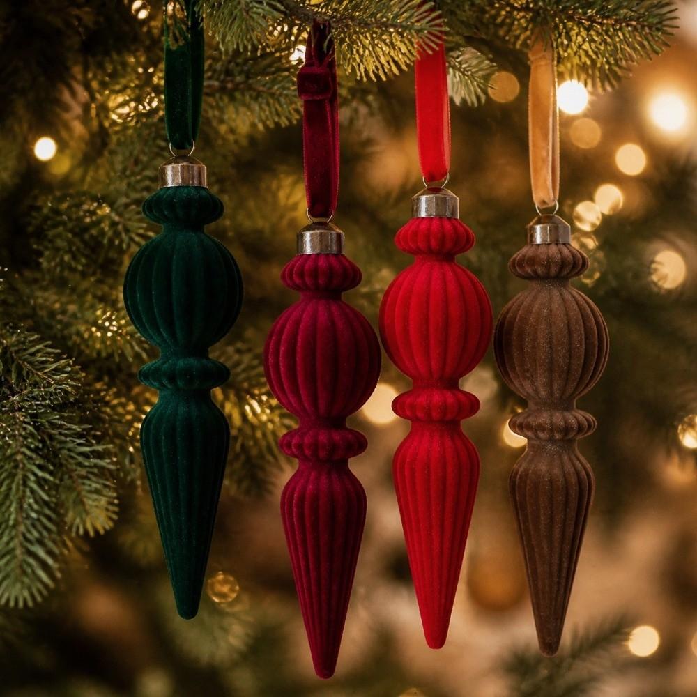 6pcs/Box DIY Crafts Painted Christmas Tree Ornament Plastic Plastic Cone Ornaments New Year Decor