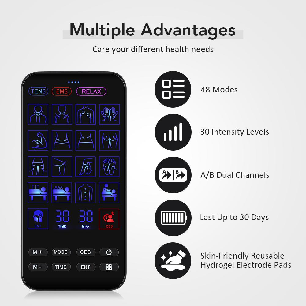 4 In 1 Tens Muscle Stimulator with CES Sleep Aid Electric EMS Acupuncture Body Massage Infrared Nasal Relieve Rhinitis Insomnia