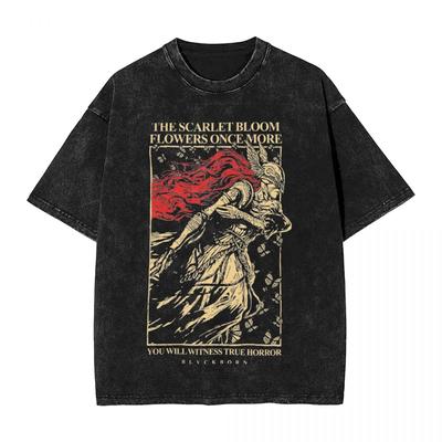 Винтажная потертая футболка Raya Lucaria Academy Хлопковая футболка E-Eldens Game R-Rings Leisure Tee Shirt Top