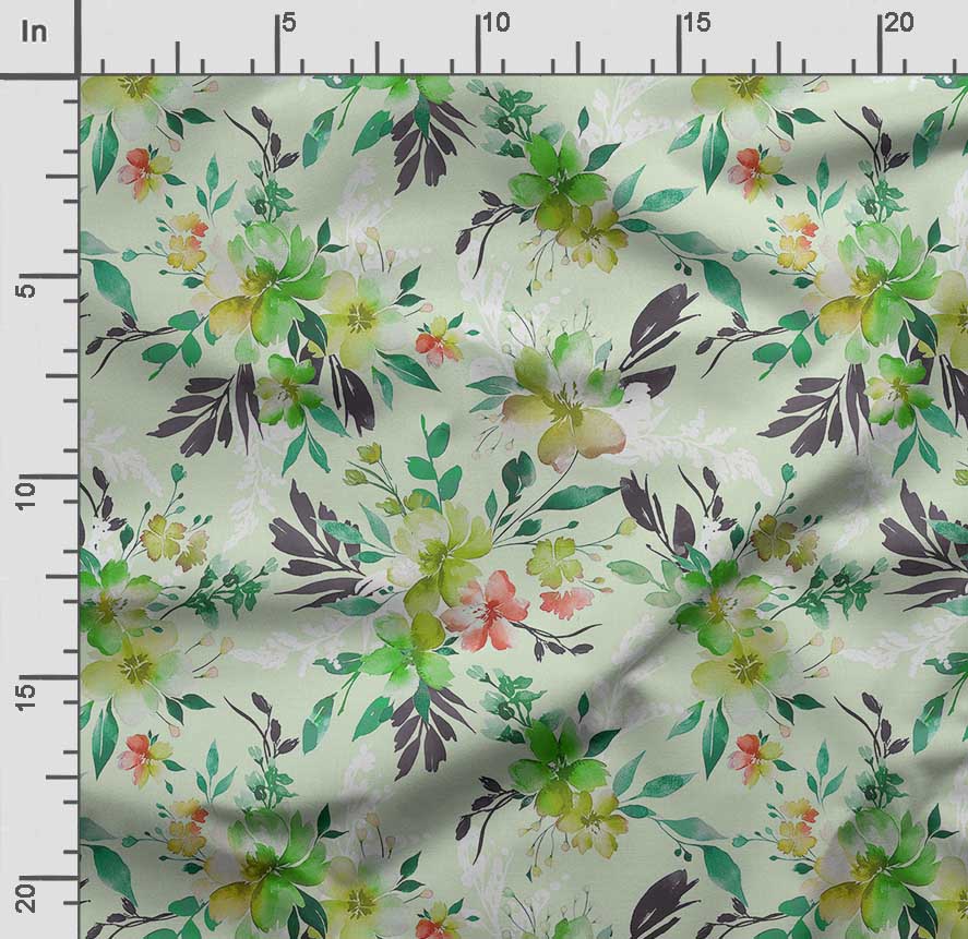 Soimoi Watercolor Floral Print,  Cotton Cambric, Quilting Fabric Sold by The Yard 42 Inch Wide, Medium Weight Cotton Fabric,