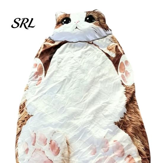 Durable Sleeping Bag Plush Cat Envelope Bag, Winter Slumber for Men Women, Animal Nap Mat Sack Home Travel
