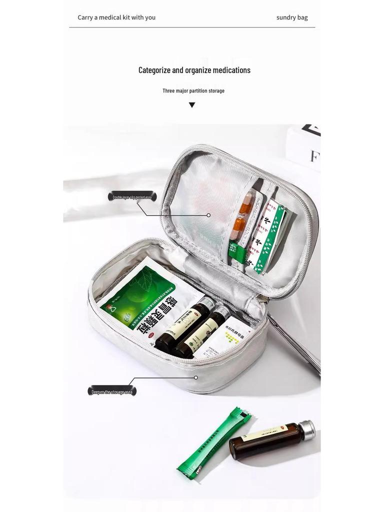 Portable Travel Medicine Organizer: Compact Pill Box & First Aid Kit for Students & Dorms