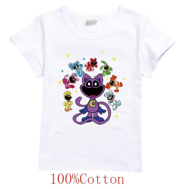 Новая игра Футболки Smiling Critters Детские 2024 Летняя одежда Мальчики Футболка Cat Nap Детские топы с коротким рукавом Детская одежда