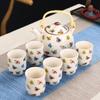 1 Pot 6 Cups Creative CeramicTea Set Handmade TeaPot Cup Chinese Porcelain Gift GungFu Floral Tea Teaware Office Travel Teaware