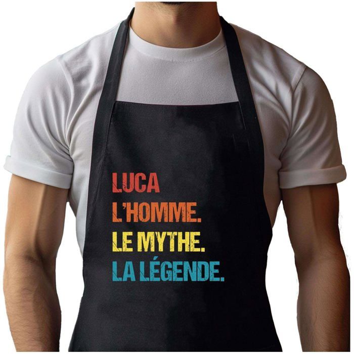 Tablier de cuisine - Luca - Noir - Impression bretonne - Coton résistant ajustable
