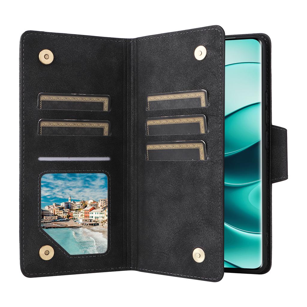 Leather Case For Xiaomi Redmi Note 14 Pro 5G/14 Pro+ 5G/Poco X7 5G Zipper Wallet Stand Phone Cover Rivet Decor