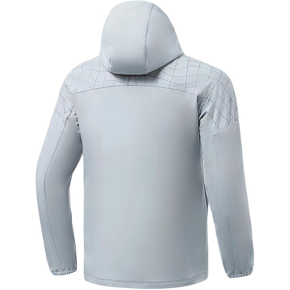 Мужская флисовая светоотражающая спортивная куртка Li Ning Running Series с цветными блоками и капюшоном, с длинными рукавами, цвет серый AFDR691-2