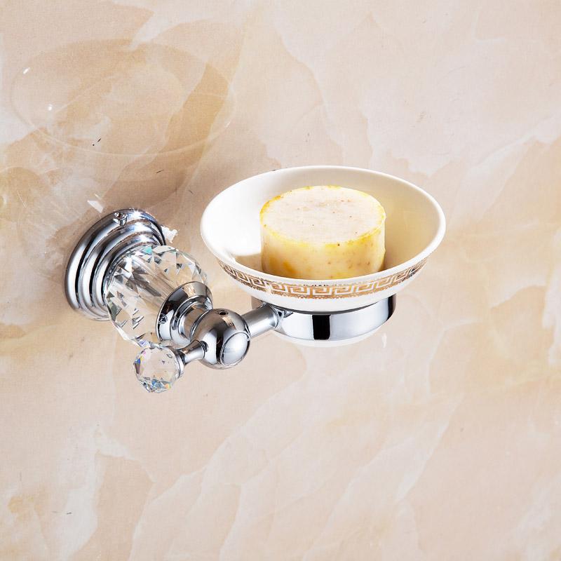 Bathroom Hardware Set Crystal Bath Towel Shelf Toilet Paper Holder Sliver Chrome Towel Bar Toilet Brush Holder Robe Hook EL8130