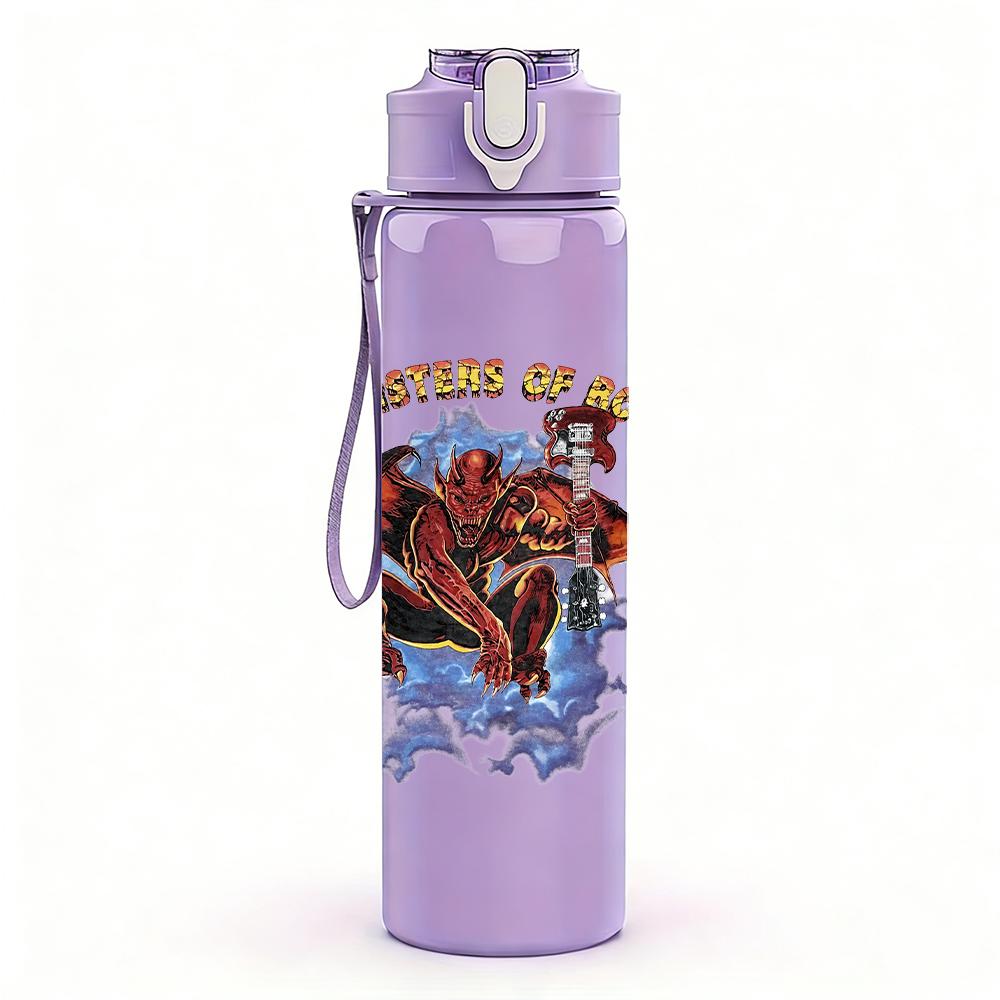 1PC Red dragon fantasy creature band print 750ml colorful plastic sports water bottle leakproof pop up lid with straw for outdoor work home use