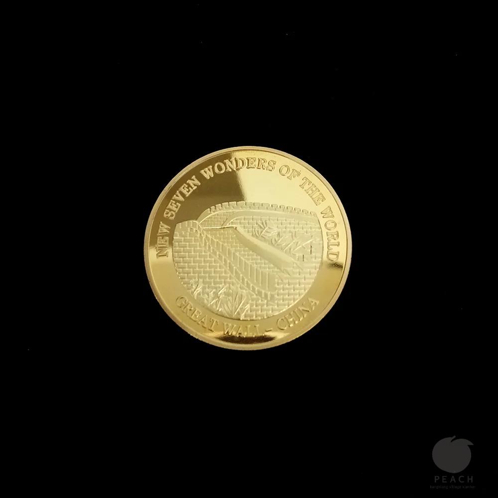 Семь чудес света Коллекция монет Позолоченный памятный значок Коллекция для путешествий Монета