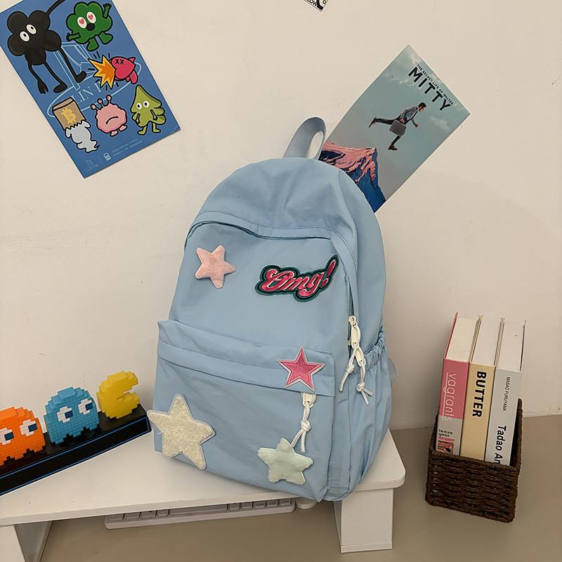 Star Pattern Backpack Large Capacity Shoulders Bag Student Commute Gift Tourism